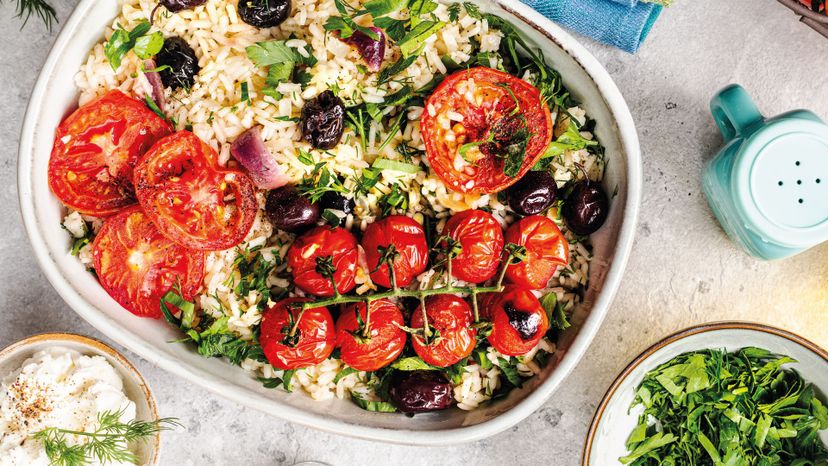 Ensalada de arroz con verduras asadas