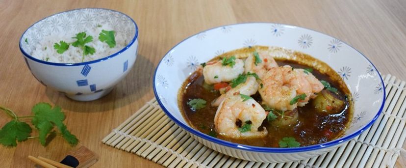 Krevety s miso pórkem