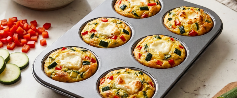 Muffins de vegetais e queijo cabra