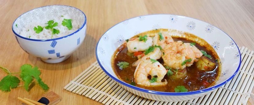 Krevety s miso pórkem