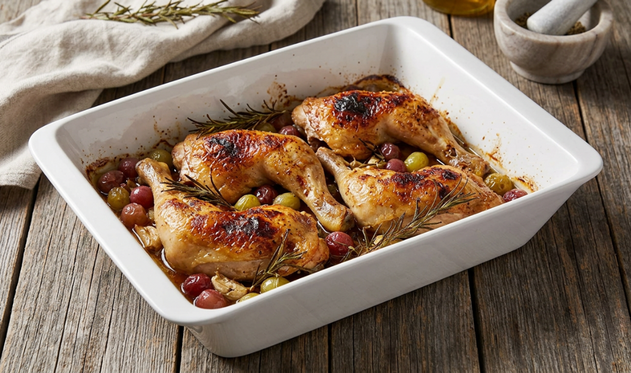 Frango Assado com Uvas e Alecrim