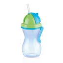 Baby bottle with drinking straw BAMBINI 300 ml, green, blue