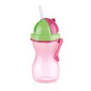 Baby bottle with drinking straw BAMBINI 300 ml, green, pink