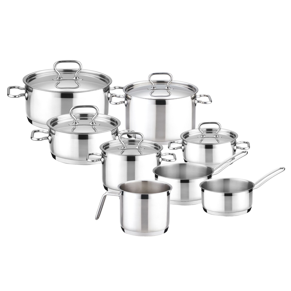 Batteria Pentole Indispensabile 6 Pezzi - Acciaio Inox 18/10 Con Coperchi Vetro, Per Induzione
