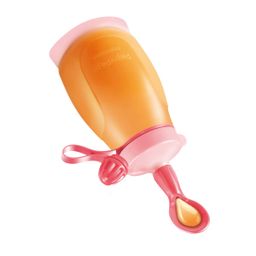 Botella flexible PAPU PAPI 200 ml, con cuchara, rosa