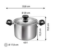 BRAVA Fazék fedővel ø 20 cm, 4,0 l