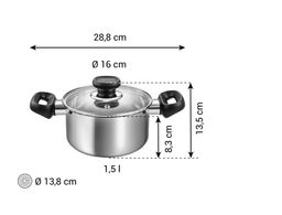 BRAVA Lábas fedővel ø 16 cm, 1,5 l