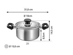 BRAVA Lábas fedővel ø 18 cm, 2,0 l