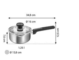 BRAVA Nyeles lábas kétoldali kiöntővel és fedővel ø 16 cm, 1,25 l