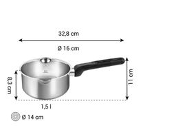 BRAVA Nyeles lábas kétoldali kiöntővel ø 16 cm, 1,5 l