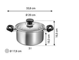 Cacerola BRAVA con tapa ø 20 cm, 3.0 l