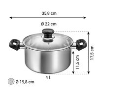 Cacerola BRAVA con tapa ø 22 cm, 4.0 l