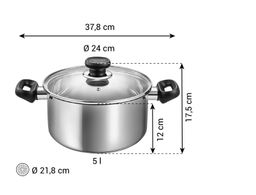 Cacerola BRAVA con tapa ø 24 cm, 5.0 l