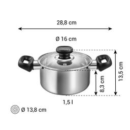 Casserole BRAVA with cover ø 16 cm, 1.5 l