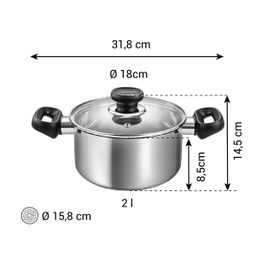 Casserole BRAVA with cover ø 18 cm, 2.0 l