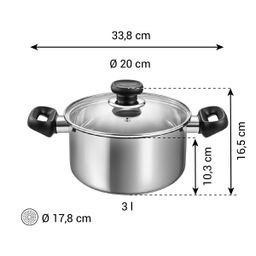 Casserole BRAVA with cover ø 20 cm, 3.0 l