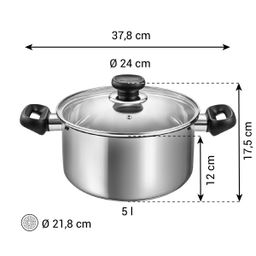 Casserole BRAVA with cover ø 24 cm, 5.0 l