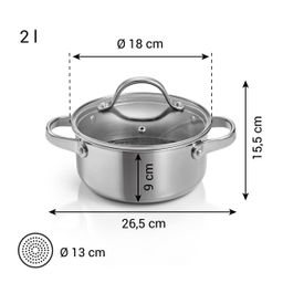 Casserole SteelCRAFT with cover ø 18 cm, 2.0 l