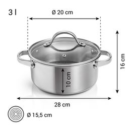 Casserole SteelCRAFT with cover ø 20 cm, 3.0 l