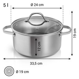 Casserole SteelCRAFT with cover ø 24 cm, 5.0 l