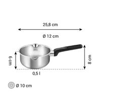 Casseruola 1 manico BRAVA con beccuccio su entrambi i lati ø 12 cm, 0.5 l