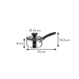 Casseruola 1 manico con beccuccio e coperchio PRESTO, ø 16 cm, 1.25 l