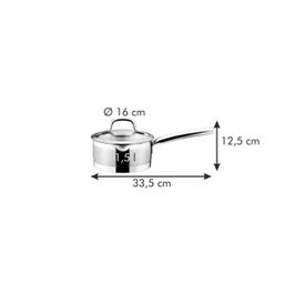 Casseruola 1 manico PRESIDENT con coperchio ø 16 cm, 1.5 l