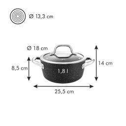 Casseruola PRESIDENT Stone con coperchio ø 18 cm, 1.8 l