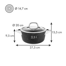 Casseruola PRESIDENT Stone con coperchio ø 20 cm, 2.5 l