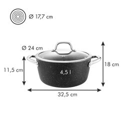 Casseruola PRESIDENT Stone con coperchio ø 24 cm, 4.5 l