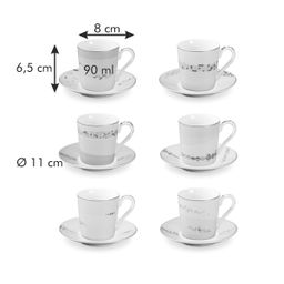 Chávena de café com pires myCOFFEE 6 pcs, Romance