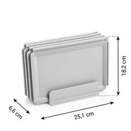 Chopping boards with holder COMPACT, 4 pcs, interlocking