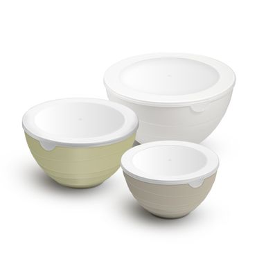 Immagine di Ciotole in plastica con coperchi PRESTO, 3 pz