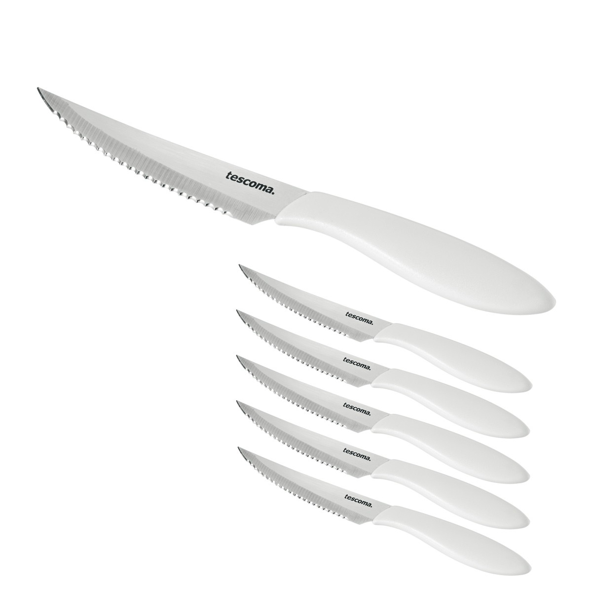 Tescoma PRESTO Tafelmesser – 6 Stück, 12 Cm, Weiß, Für Den Täglichen Küchengebrauch