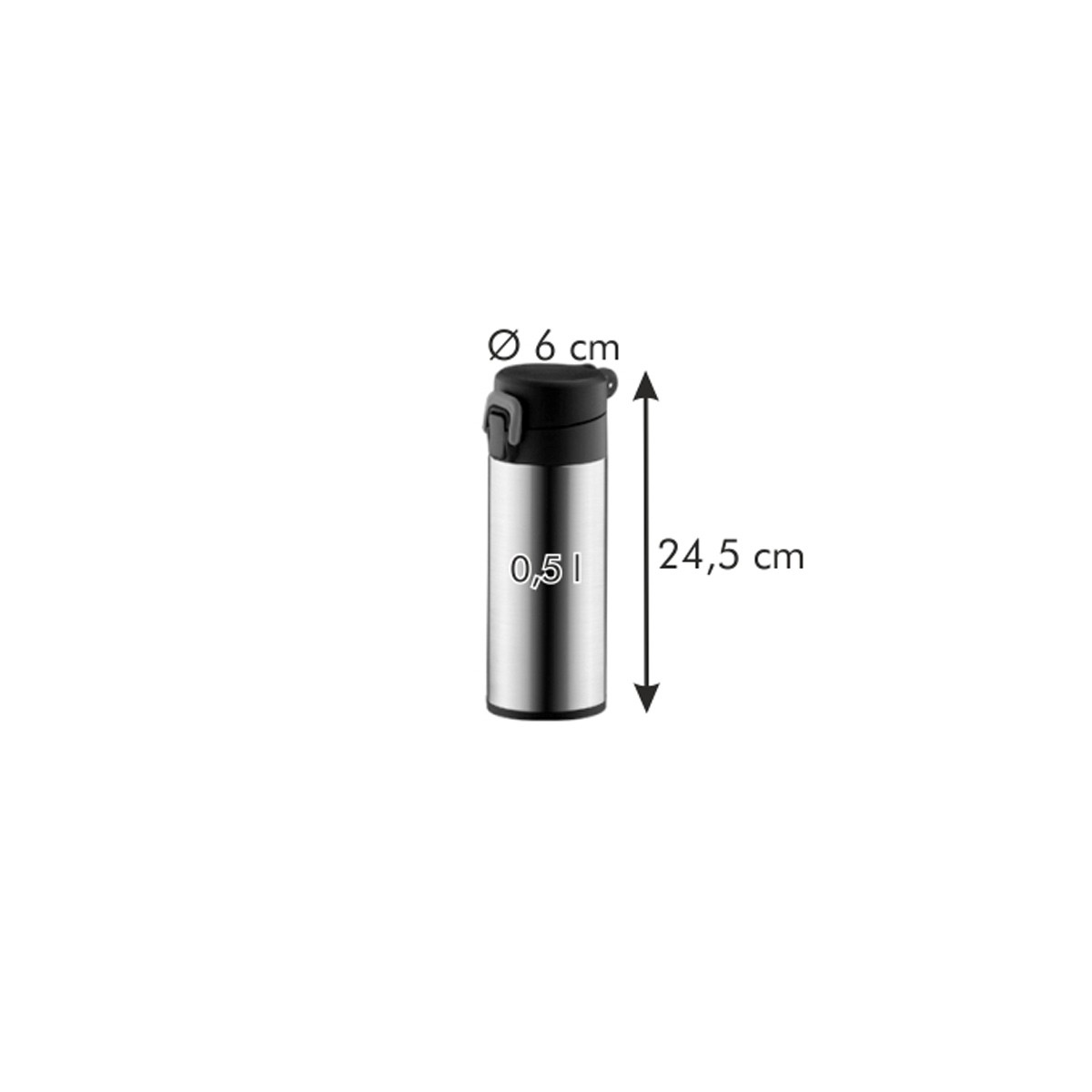 CONSTANT Sporttermosz Zárral 0,5 L, Rozsdamentes Acél