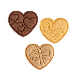 Cookie cutters with stamp DELÍCIA, 3 pcs, hearts