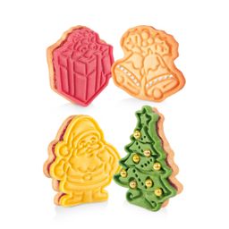 Cookie cutters with stamp DELÍCIA, 4 pcs, Christmas