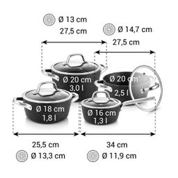 Image of Cookware set PRESIDENT Stone, 8 pcs