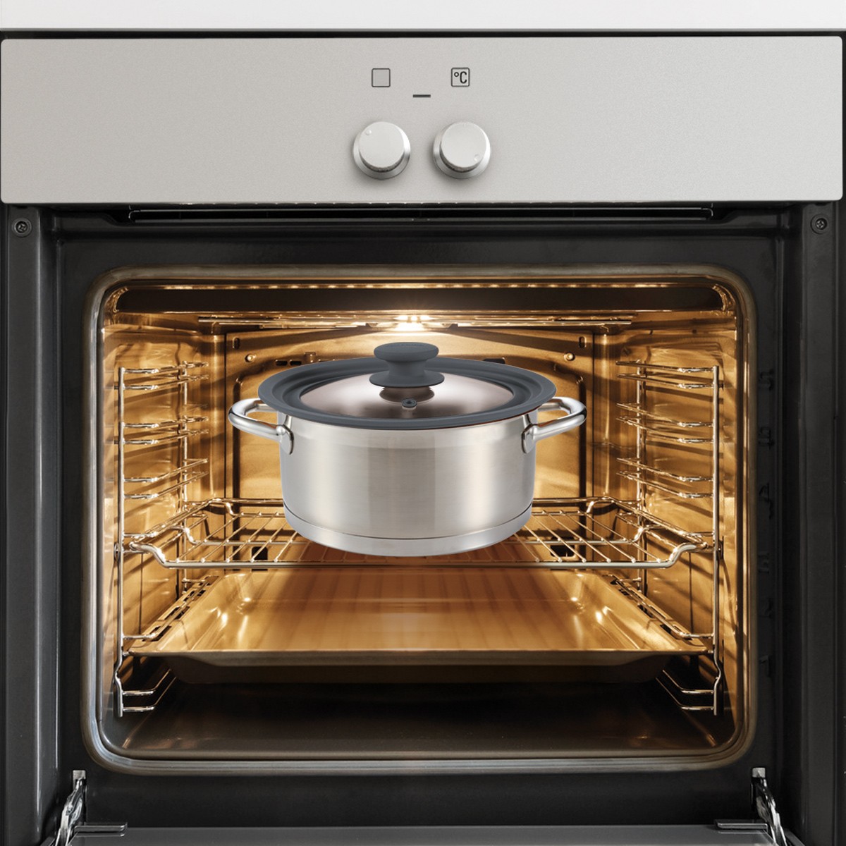 Tescoma Unicover - Coperchio Universale In Vetro E Silicone Grigio Per Pentole - Foto 10