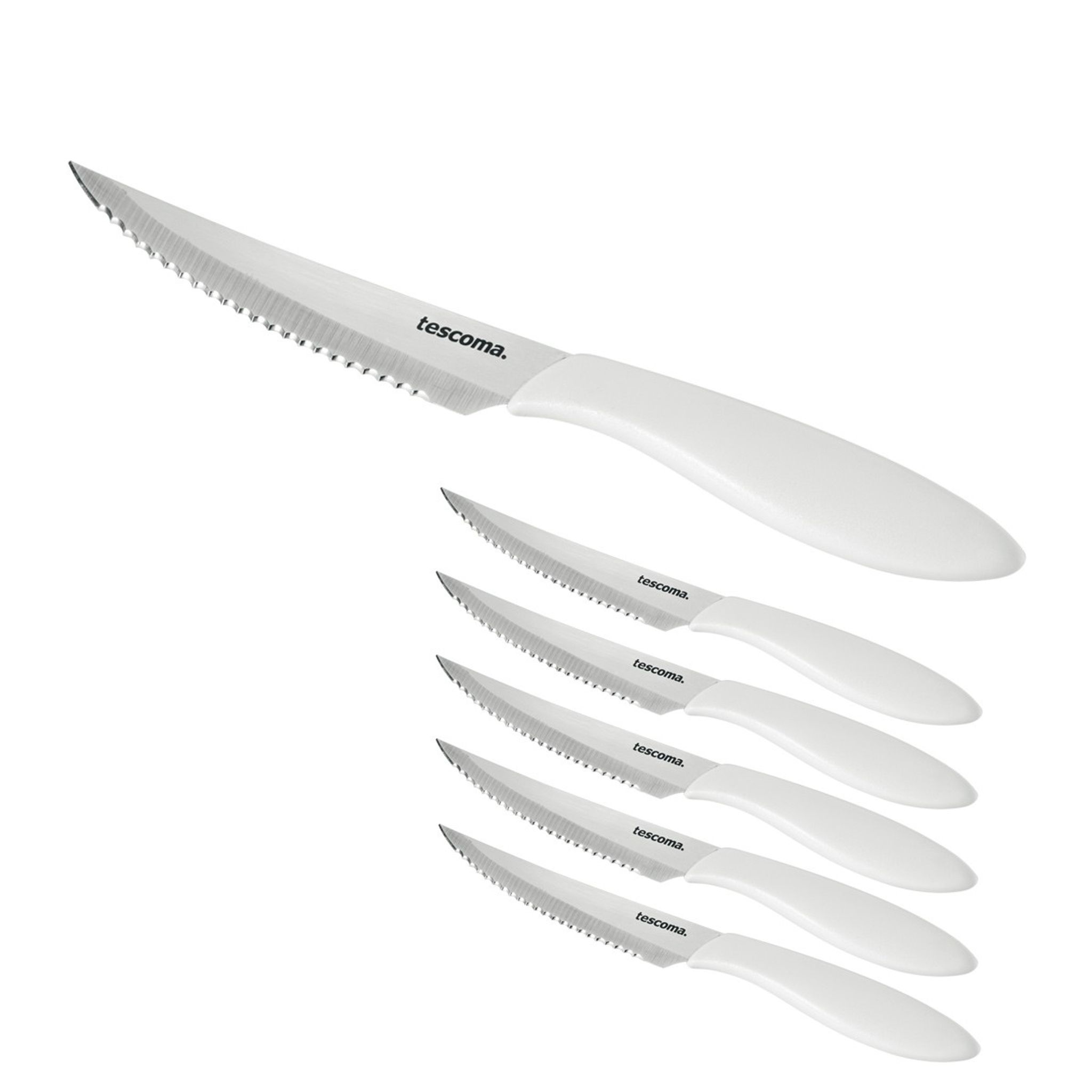 Cuchillo chuletero PRESTO 12 cm, 6 pzs, blanco