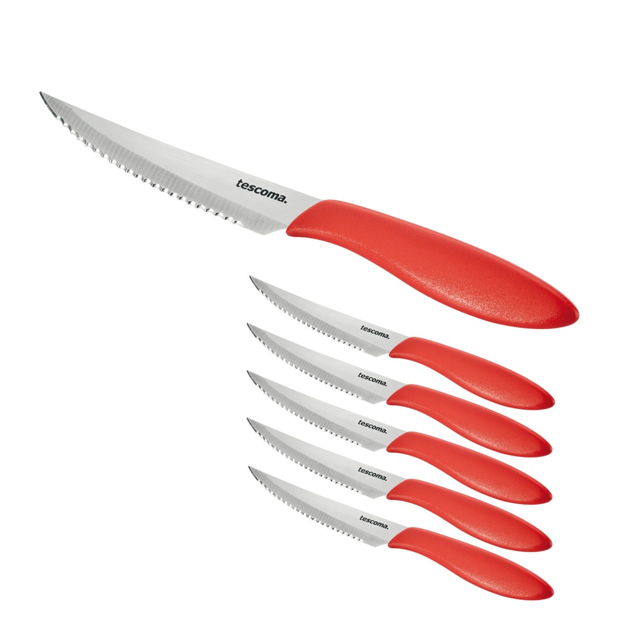 Cuchillo chuletero PRESTO 12 cm, 6 pzs, rojo