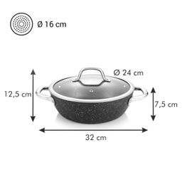 Deep frying pan PRESIDENT Stone with cover ø 24 cm