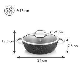 Deep frying pan PRESIDENT Stone with cover ø 26 cm