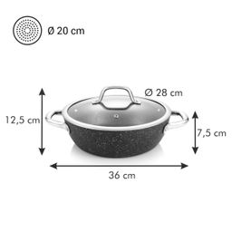 Deep frying pan PRESIDENT Stone with cover ø 28 cm