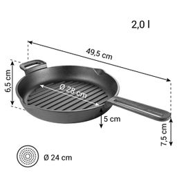 Deep grilling pan MASSIVE ø 28 cm