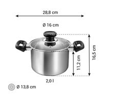 Deep pot BRAVA with cover ø 16 cm, 2.0 l