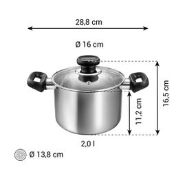 Deep pot BRAVA with cover ø 16 cm, 2.0 l