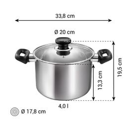 Deep pot BRAVA with cover ø 20 cm, 4.0 l