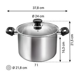 Deep pot BRAVA with cover ø 24 cm, 7.0 l