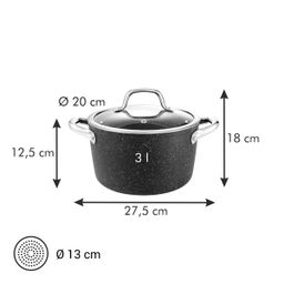 Deep pot PRESIDENT Stone with cover ø 20 cm, 3.0 l